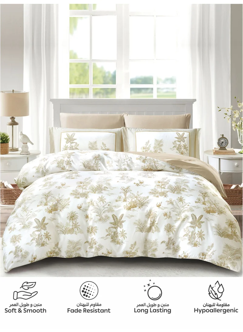 Donetella Digital Print Duvet cover Set, King Size 220x240 cm - 6-Pcs Bed Set, ,Emirate Collection, Microfiber - 1 Duvet Cover, 1 Fitted Sheet, 2 Pillow Shams, 2 Pillowcases (Filler Not Include)