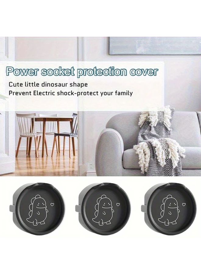 6pcs Gray Dinosaur Socket Covers European Standard Anti Electric Shock Safe For Home - Image 5