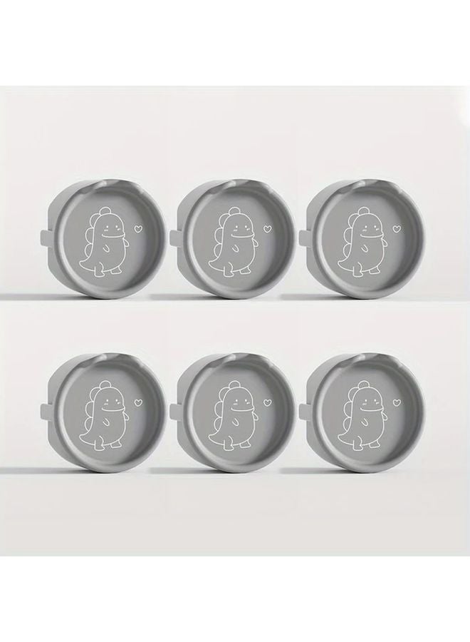 6pcs Gray Dinosaur Socket Covers European Standard Anti Electric Shock Safe For Home - Image 1