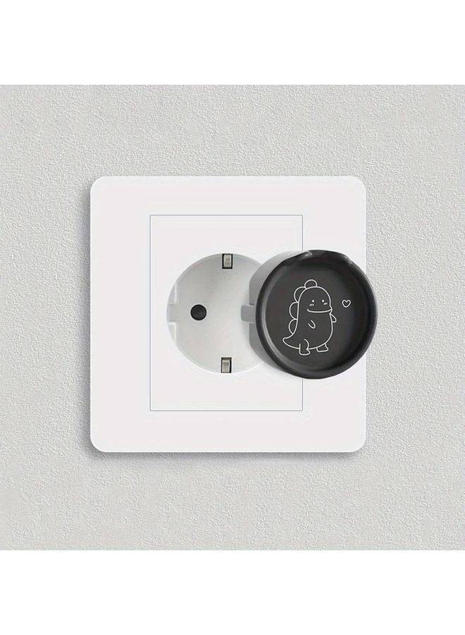 6pcs Gray Dinosaur Socket Covers European Standard Anti Electric Shock Safe For Home - Image 2