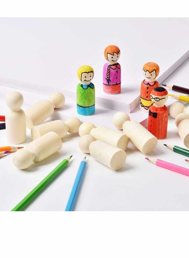 KASTWAVE Wooden Peg Dolls 20Pcs 65mm Wooden People for Kids Painting, Craft Art Projects, Family DIY Crafts Wedding Party Decor - Image 5