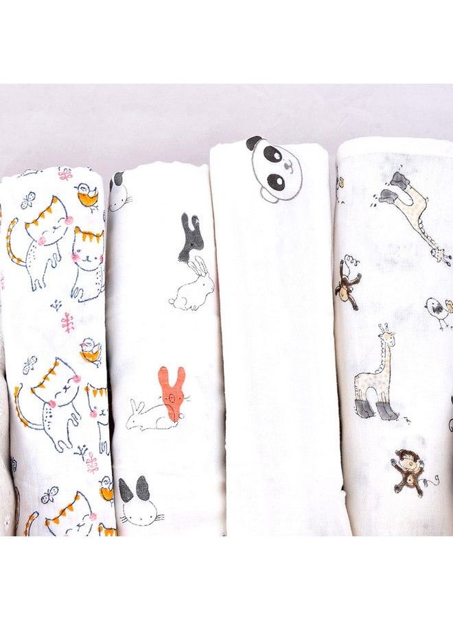 MOM'S HOME Organic Cotton Baby Muslin Swaddle012 Monthspack Of 4Panda Cat Rabbit Elephant  - Image 4