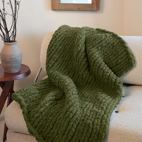 mellobello Jumbo Chunky Yarn for Hand Knitting - Super Thick Chenille Chunky Yarn for Crocheting - Extra Soft Bulky Fluffy Blanket Big Yarns 8 Jumbo Pack (27yds,8 oz Each Skein) Olive Green - Image 2