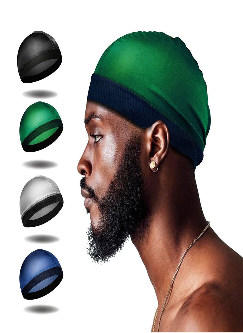 4Pcs Satin Wave Caps for 360 Waves, Comfortable Compression for Men, Large Size Suitable for Adults, Ideal Silk Durag for Wave Styles for Both Men and Women