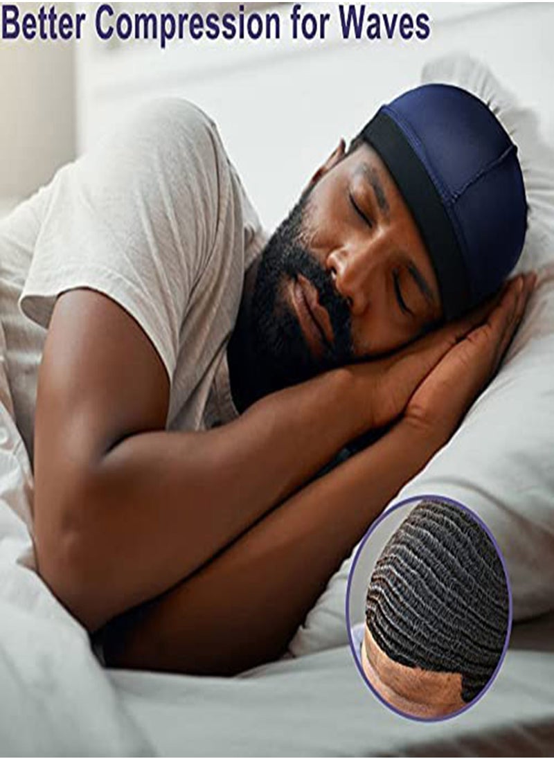 4Pcs Satin Wave Caps for 360 Waves, Comfortable Compression for Men, Large Size Suitable for Adults, Ideal Silk Durag for Wave Styles for Both Men and Women
