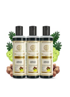 Khadi Natural Amla & Reetha Hair Shampoo | Anti-Hair Fall Shampoo | Shampoo For Thick & Strong Hair | Ayurvedic Shampoo For Healthy Hair | Suitable For All Hair|Pack Of 3 | (210 * 3) (630 Ml)  - Image 1