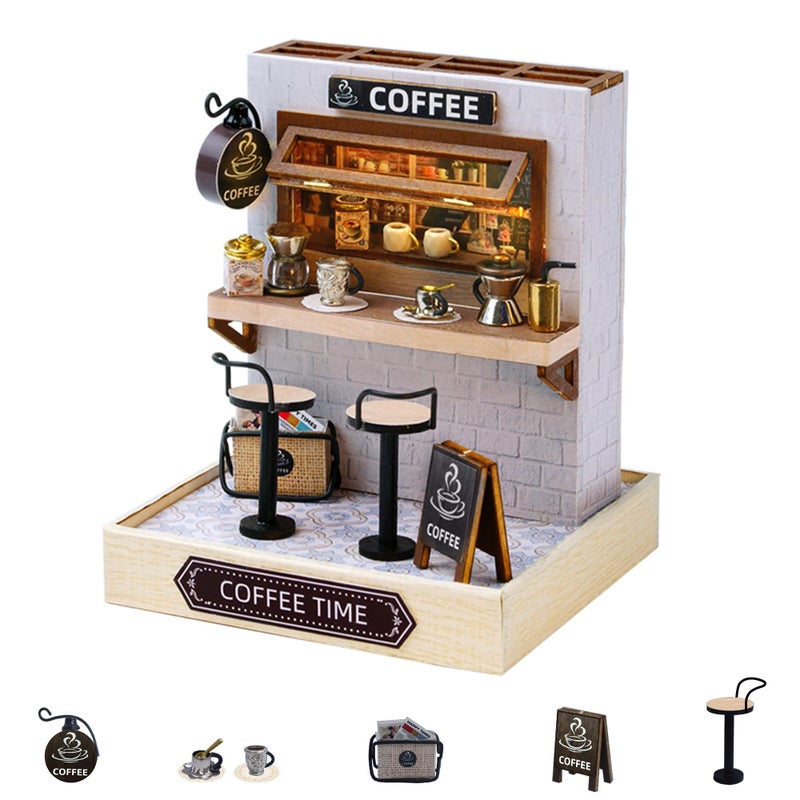 Flever Dollhouse Miniature DIY House Kit Creative Room with Furniture for Romantic Valentines Gift Coffee Time - Image 2