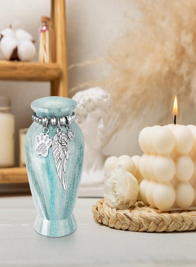 XIUDA Memorials Small Urns for Dog and Cat Ashes, Aluminum Mini Urns for Ashes with Angel Wing Charm Decorative Burial Urn Funeral Cremation Urns for Pet - Image 5