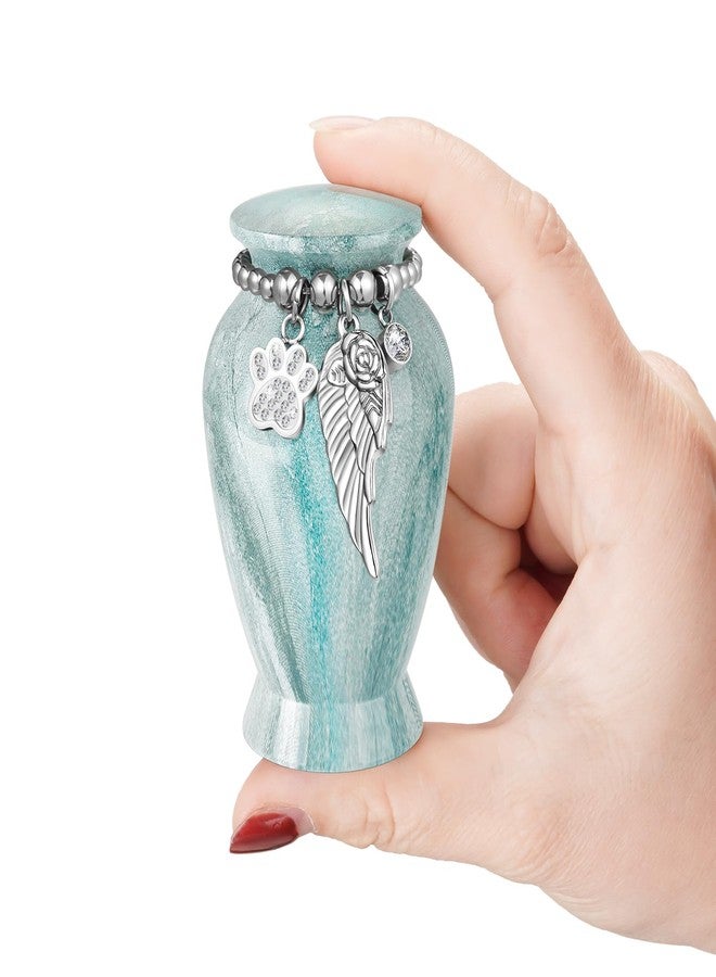 XIUDA Memorials Small Urns for Dog and Cat Ashes, Aluminum Mini Urns for Ashes with Angel Wing Charm Decorative Burial Urn Funeral Cremation Urns for Pet - Image 1