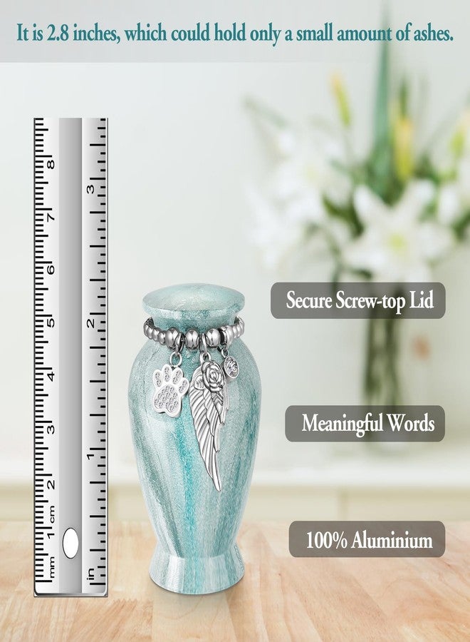 XIUDA Memorials Small Urns for Dog and Cat Ashes, Aluminum Mini Urns for Ashes with Angel Wing Charm Decorative Burial Urn Funeral Cremation Urns for Pet - Image 2