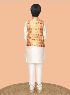 LILPICKS Solid Kurta Pyajama Set with Printed Nehru Jacket  - Image 4