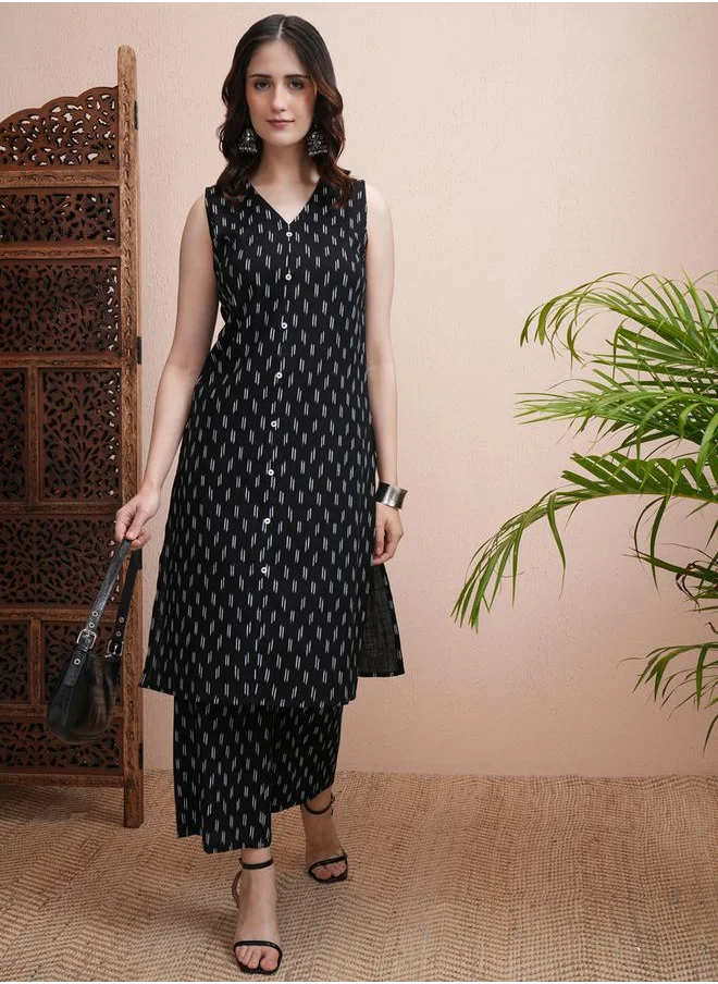 Vishudh All Over Print Cotton Kurta & Palazzo Set