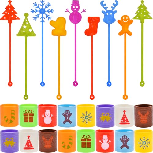 Howzcci 48 Pack Christmas Party Favors Toys 24 PCS Sticky Hands Toy with 24 PCS Mini Coil Springs Toys for Kids Girls Boys Christmas Stocking Stuffers Party Favors Gifts - Image 1