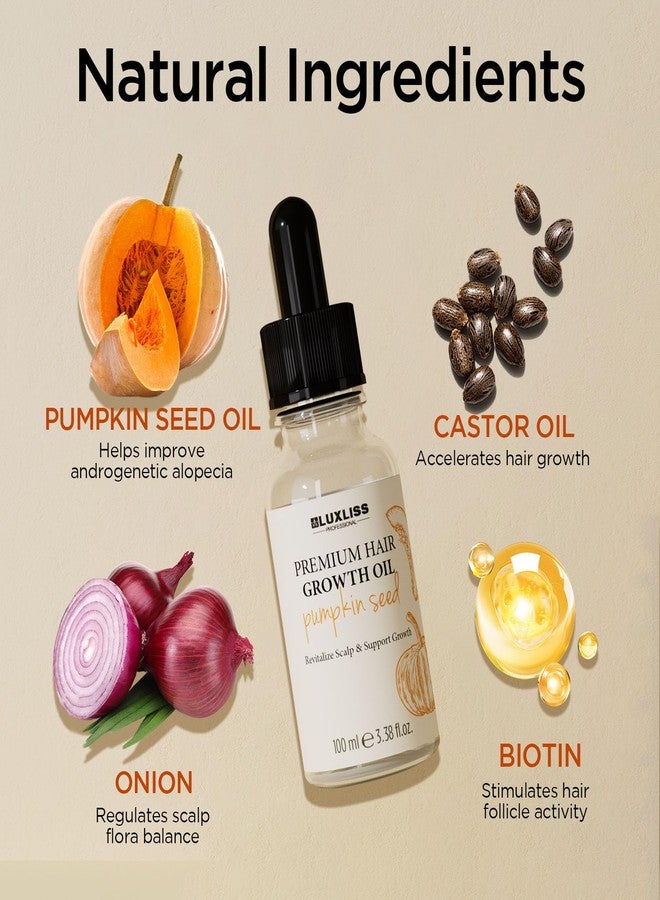 LUXLISS Pumpkin Seed Oil, 2-in-1 Formula Combining Essence and Essential Oil, Easily Absorbed, Non-greasy, Promotes Hair Growth, Deeply Moisturizes the Scalp - 3.38 fl oz - Image 2