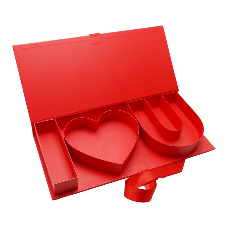 Kafucize I Love U Fillable Letter Shaped Gift Box, Decorative Storage Container for Valentine's Day (RED IOU) - Image 1