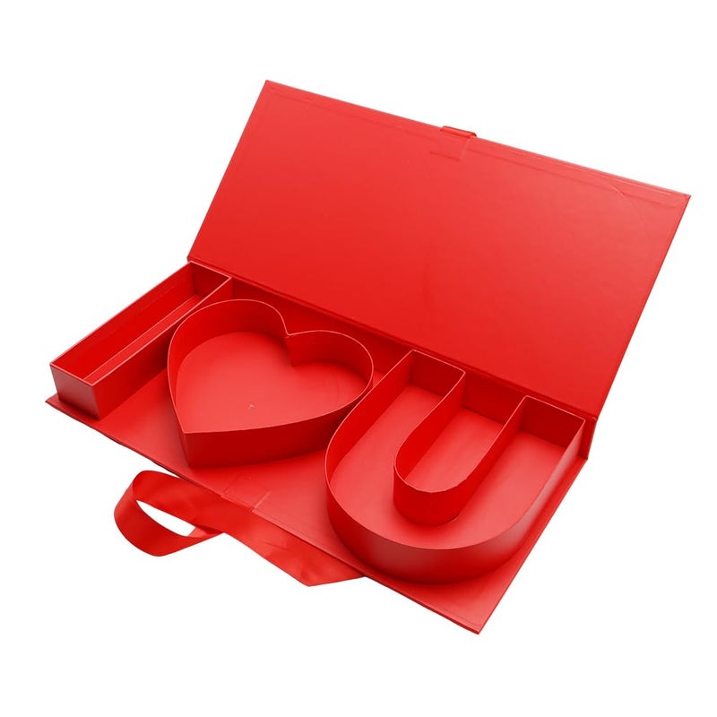Kafucize I Love U Fillable Letter Shaped Gift Box, Decorative Storage Container for Valentine's Day (RED IOU) - Image 4