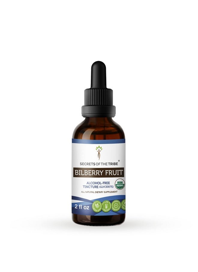Secrets of the Tribe - Bilberry Fruit Usda Organic ; Alcoholfree Extract Highpotency Herbal Drops Vision ; Made From 100% Certified Organic Bilberry (Vaccinium Myrtillus) Dried Fruit 2 Oz - Image 1