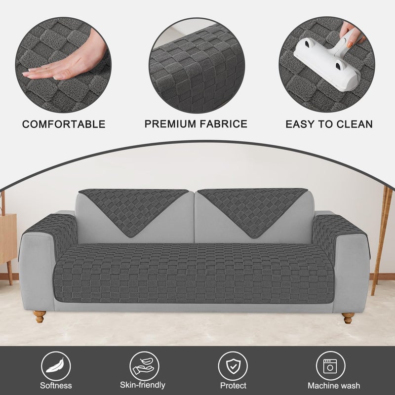 Foxdecor Fuzzy Dog Bed Cover  Couch Covers for Pets  Anti Slip Sofa Cover Velvet Dog Blanket Couch Protector Washable Dog Mat  Pet Bed Mat for Sofa  Grey 40x50 inch - Image 2