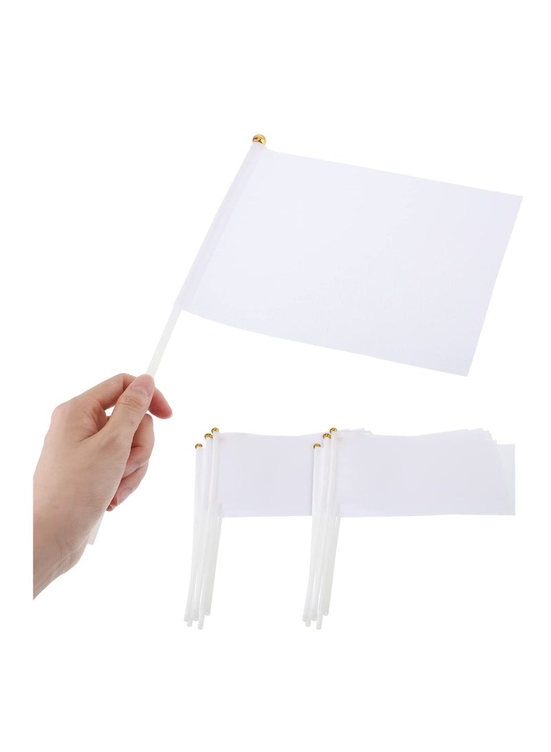 SOLARAE 50 Pcs Mini White Flags for DIY, Sublimation-Ready Handheld Flags, Perfect for Garden, Car Parades, Grand Openings, Birthdays, Weddings, and Celebrations. - Image 2