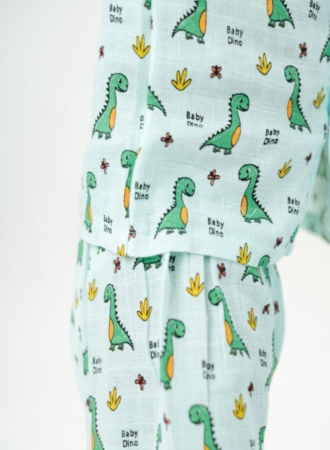 A toddler thing 100% Organic Half Sleeve Sleepsuits | Pajama Sets for Boys and Girls | Kids Nightwear | Trucks & T-Rex | Pack of 2 | 3-6 Months - Image 4