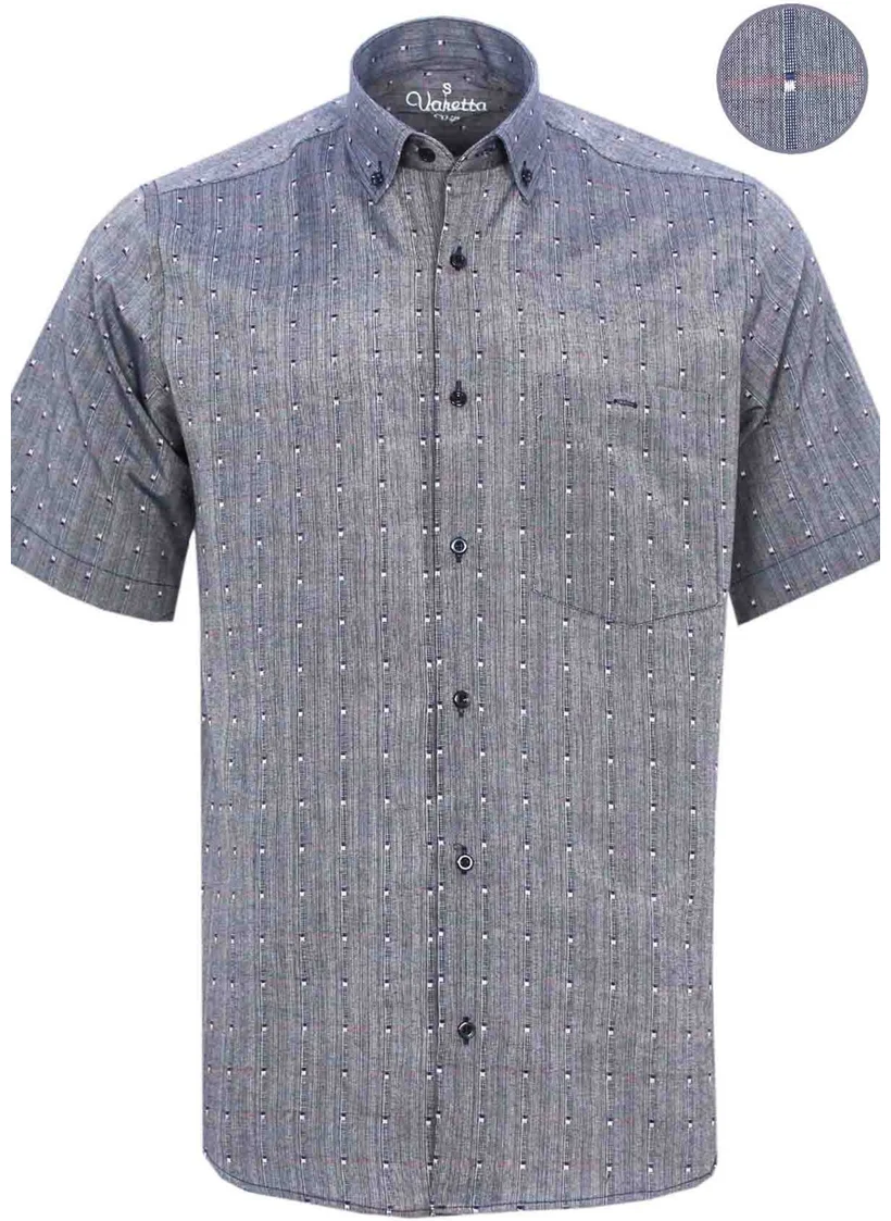 Varetta Men's Smoked Color Short Sleeve Classic Cut Collar Buttoned One Pocket Shirt