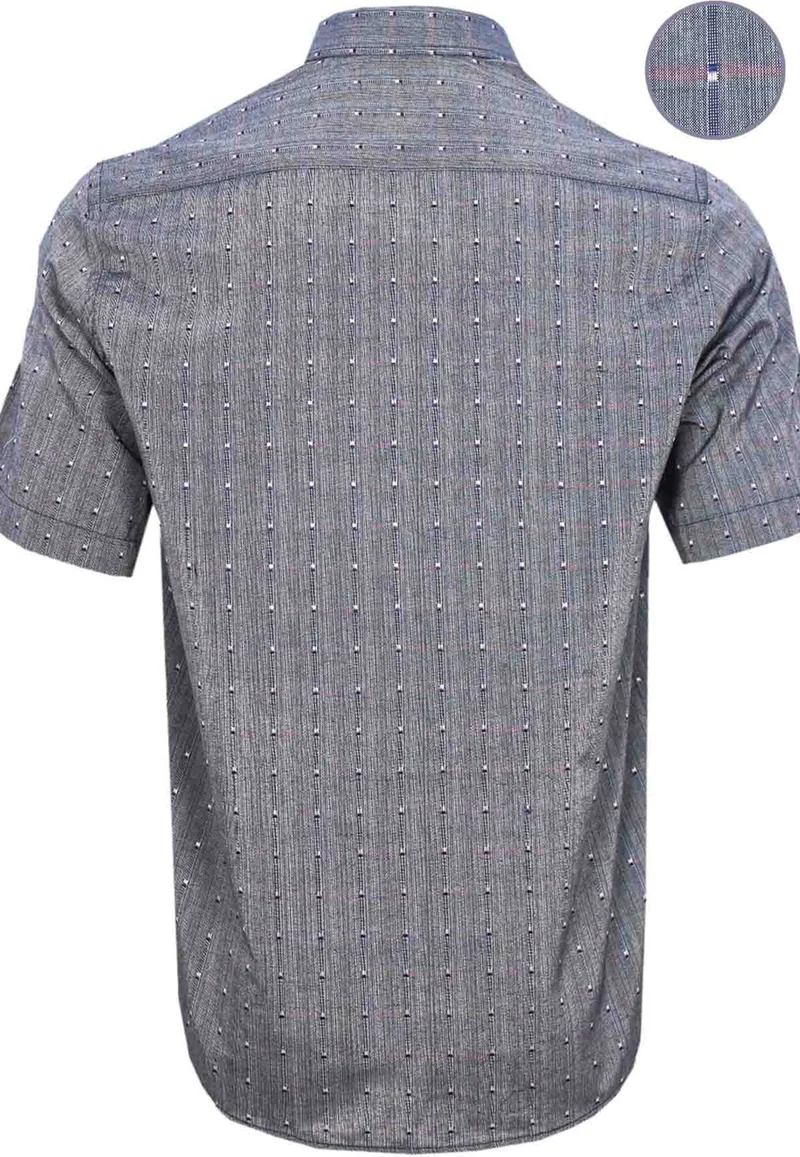 Varetta Men's Smoked Color Short Sleeve Classic Cut Collar Buttoned One Pocket Shirt