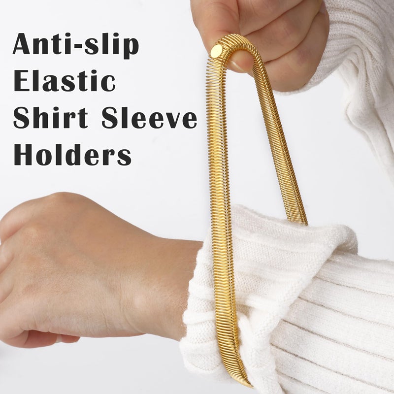 Coolrunner 6 Pcs Anti-Slip Elastic Shirt Sleeve Holders Metal Armbands for Band Stretch Garters - Image 2