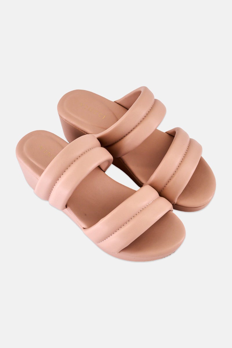 Vincci Women Platform Slip On Sandals, Pink - Image 2