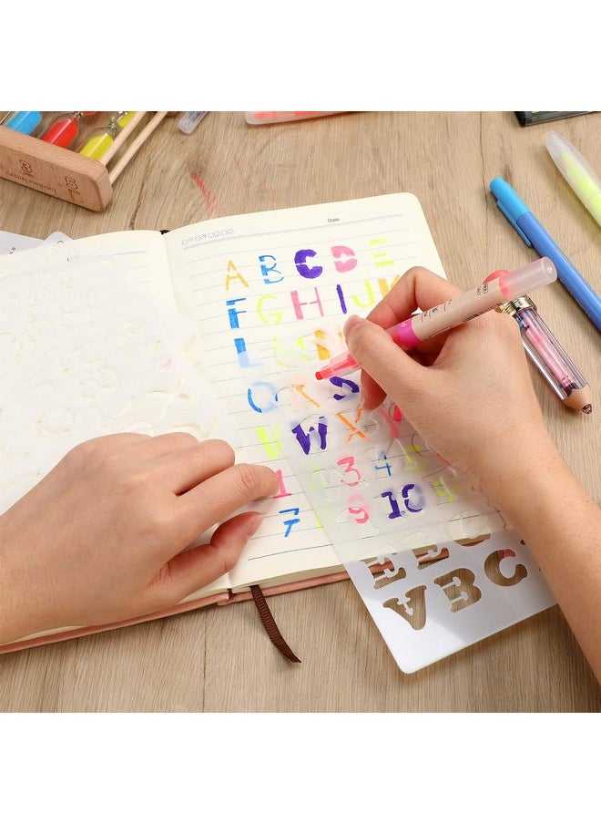 Zonon - 28 Pieces Letter And Number Stencils Reusable Plastic Letter Stencils Alphabet Journal Stencils Font Templates For Notebook Diary Scrapbook Diy Drawing Template On Wood Glass Door Holiday Decor - Image 1