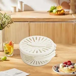 BOTIST 2 in 1 Food Drain Basket Fruit Draining Basket with Lid 2 in 1 Multifunctional Drain Basket with Handle Portable Food Storage Container for Fridge Outdoor Picnic for Washing Fruit Food Storage - Image 1