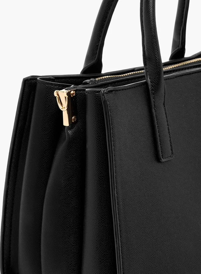 Flora Bella By Shoexpress Women Textured Tote Bag with Zip Closure and Detachable Strap