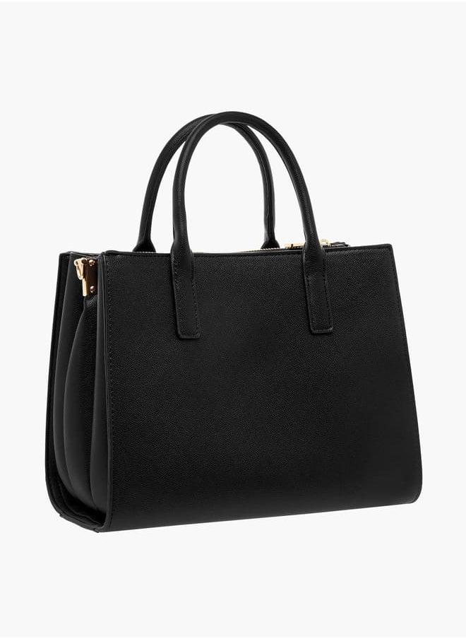Flora Bella By Shoexpress Women Textured Tote Bag with Zip Closure and Detachable Strap  - Image 3