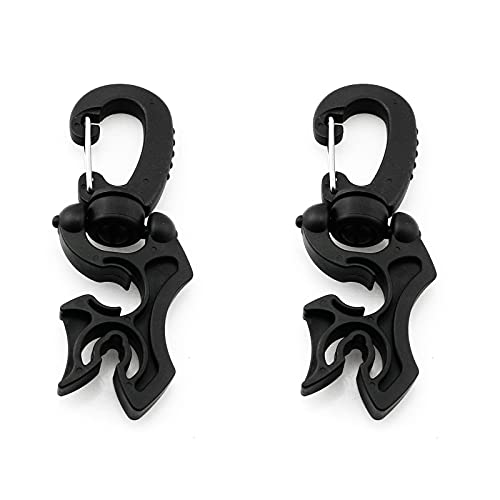 heyous 2pcs Scuba Diving Double Hose Holder with Clip Snorkeling Double BCD Clip Regulator Retainer Buckle Hook Snorkeling Scuba Diving Accessories, Black - Image 1
