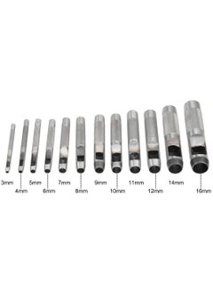 uptodateproducts uptodateproducts 12Pcs Round Steel Hollow Punch Set 3mm to 16mm Leather Craft Hollow Hole Punch Tools for Leather Watch Band Gasket Belt Shoe Etc  - Image 2