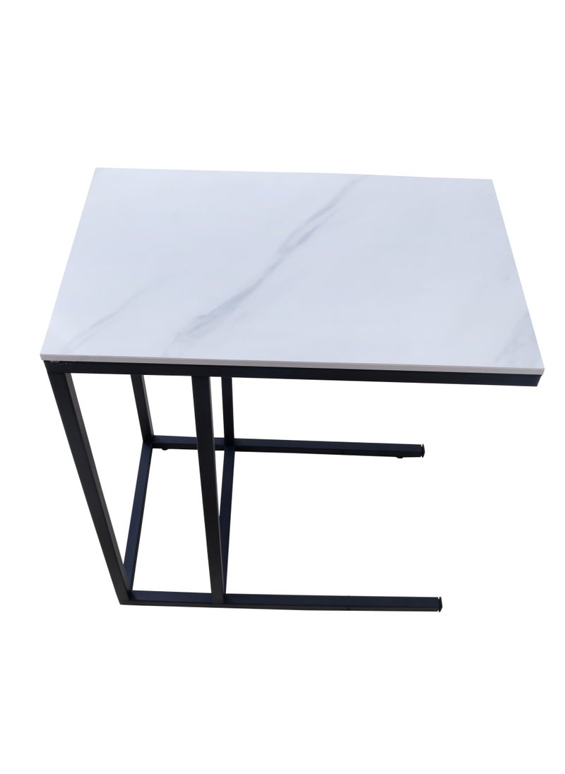 PanaX Panax Side Table, C Shaped End Table for Couch, Sofa and Bed, Large Desktop C Table for Living Room, Bedroom (Marble White)  - Image 3