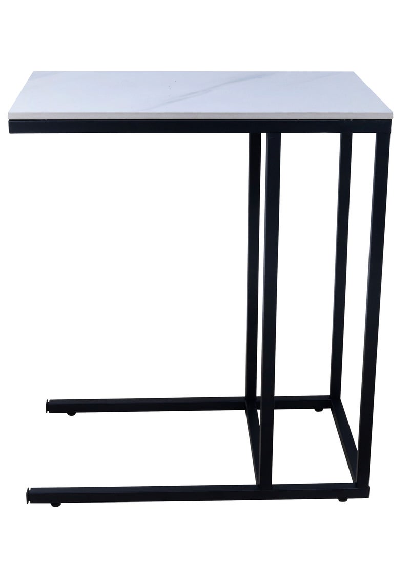 PanaX Panax Side Table, C Shaped End Table for Couch, Sofa and Bed, Large Desktop C Table for Living Room, Bedroom (Marble White)  - Image 2