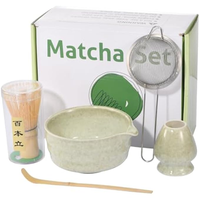 STORICANS Premium Matcha Tea Set With Bamboo Whisk Ceramic Bowl Scoop  Holder 5 Pcs Matcha Making Kit For Traditional Japanese Tea Ceremony Ideal Matcha Gift Set For Beginners And Enthusiasts - Image 1