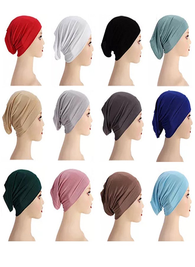 Generic - 12-Pieces Hijab Undercap Scarf for Women Men Turban Head Wraps Solid Color Tube Unisex - Image 1