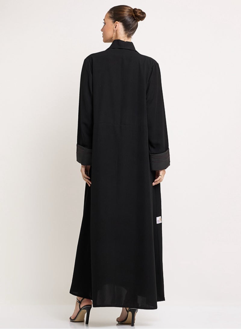 Rosette Abaya Royal Abaya with Embroidered & Collar Style - Image 2