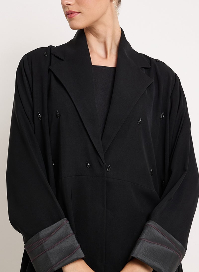 Rosette Abaya Royal Abaya with Embroidered & Collar Style - Image 3