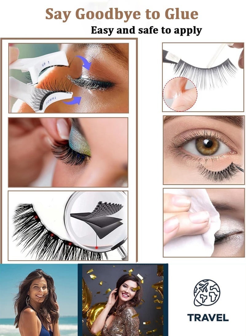 جلامكيت رموش مغناطيسية مع أداة تطبيق | مجموعة رموش مغناطيسية ثلاثية الأبعاد، رموش مغناطيسية قابلة لإعادة الاستخدام بدون محدد عيون، لا حاجة إلى غراء، رموش صناعية مغناطيسية للحفلات والمزيد - Image 4