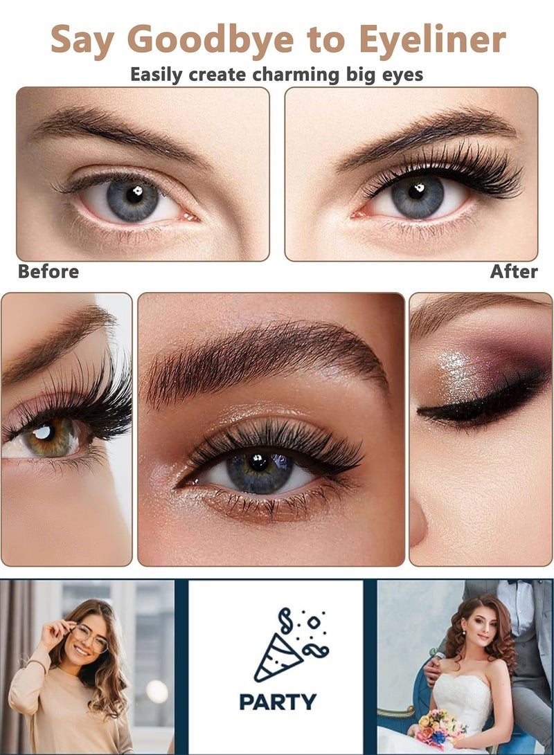 جلامكيت رموش مغناطيسية مع أداة تطبيق | مجموعة رموش مغناطيسية ثلاثية الأبعاد، رموش مغناطيسية قابلة لإعادة الاستخدام بدون محدد عيون، لا حاجة إلى غراء، رموش صناعية مغناطيسية للحفلات والمزيد - Image 3