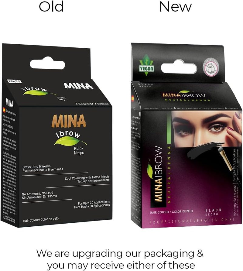 MinaiBrow Mina ibrow Hair Color Black|Natural Spot coloring and Hair Tinting Powder with Rose water and Duo Angled Brush, Water and Smudge Proof | No Ammonia, No Lead with 100% Gray Converge Upto 30 Application - Image 3