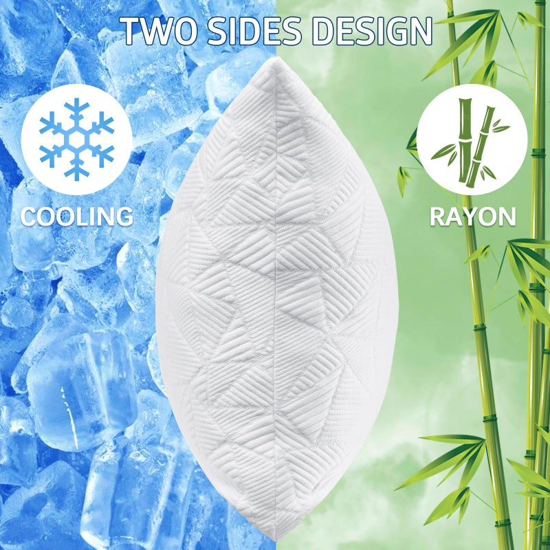 BETU Standard Pillow, Cooling Shredded Memory Foam Pillow for Hot Sleepers College Dorm Room Essentials, Adjustable Firm Gel Cool Pillow for Back Pain and Side Sleeping, Birthday Gifts for Boyfriend - Image 2