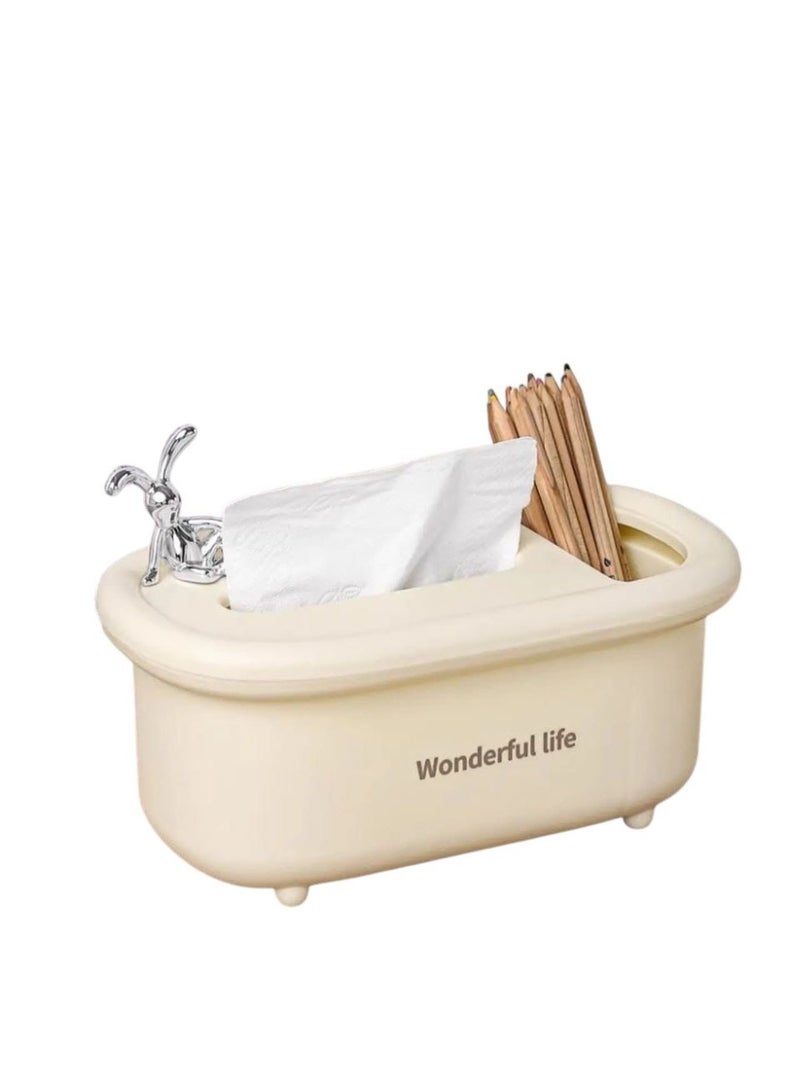 منظم وعلبه مناديل متعدد الاستخدامات للمكتب و المنزل  بلاستيك  لون عشوائي - Image 3