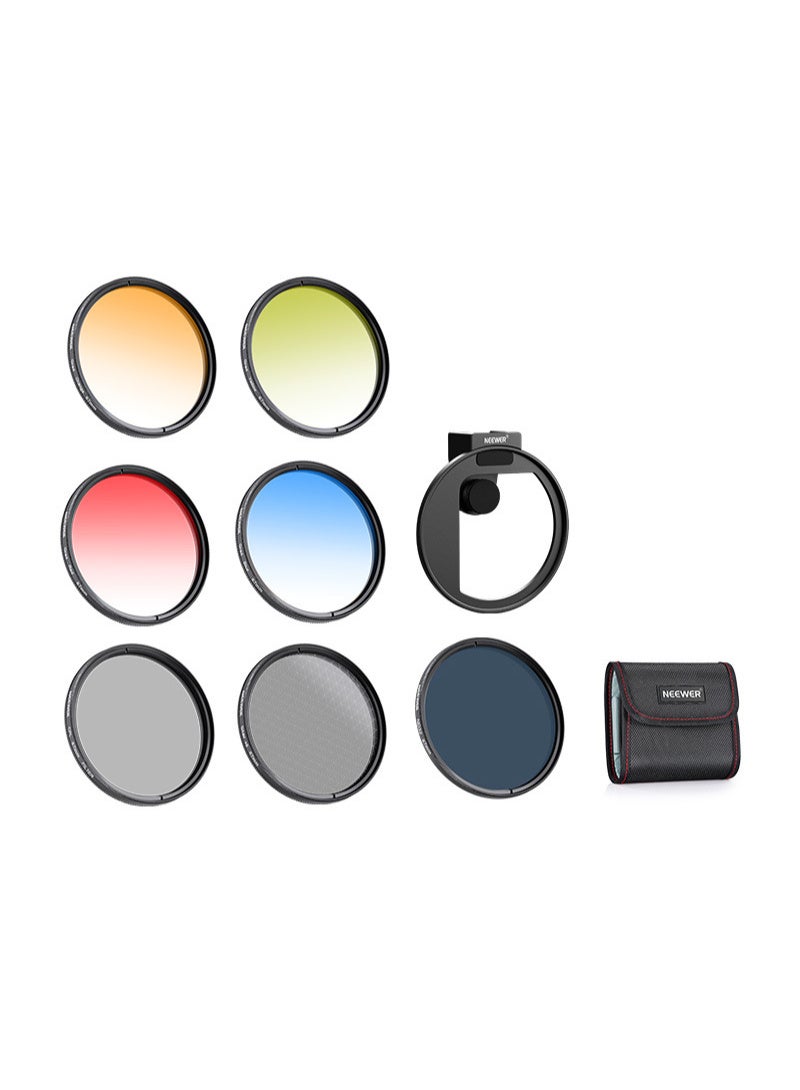 NEEWER Clip On 67mm Phone ND Filter Kit, Upgraded Lens Clip Cold Shoe Mount/Locking Knob, CPL/ND32/6 Point Star/4 Graduated Color Filter Compatible Support multiple mobile phone lenses - Image 1