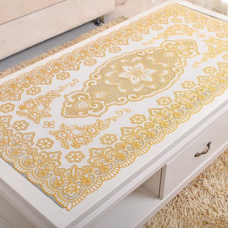 مفرش طاولة برونزي مصنوع من بلاستيك بي في سي . ذهبي 60x120سم - Image 1