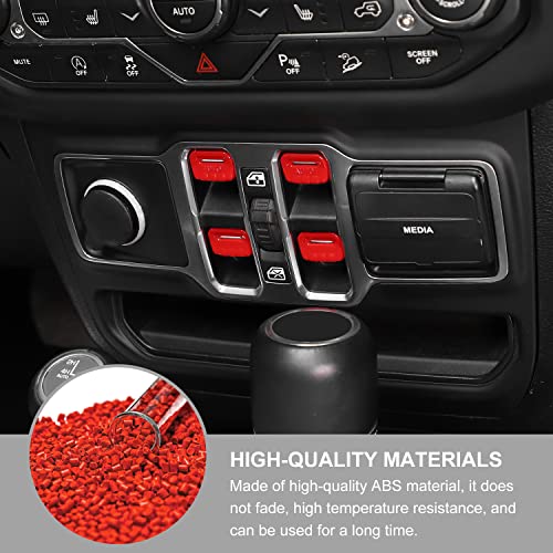 Jimen Compatible with Jeep Wrangler JL JLU 2018-2024 and Jeep Gladiator JT 2020-2024, 4PCS Center Console Window Button Switch Cover Interior Trim Accessories (Red) - Image 4
