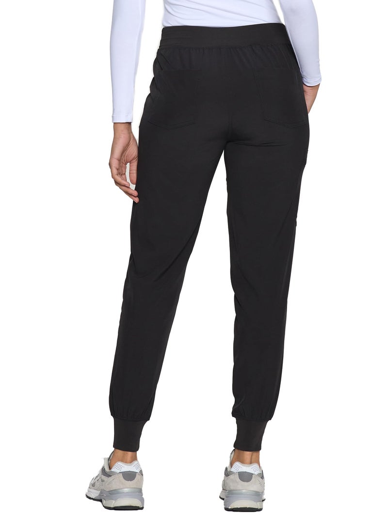 COZYFIT Womens Scrub Pants - Soft Stretch Yoga Style with 5 Pockets, Slim Fit Jogger Scrubs Pants for Women Black - Image 4