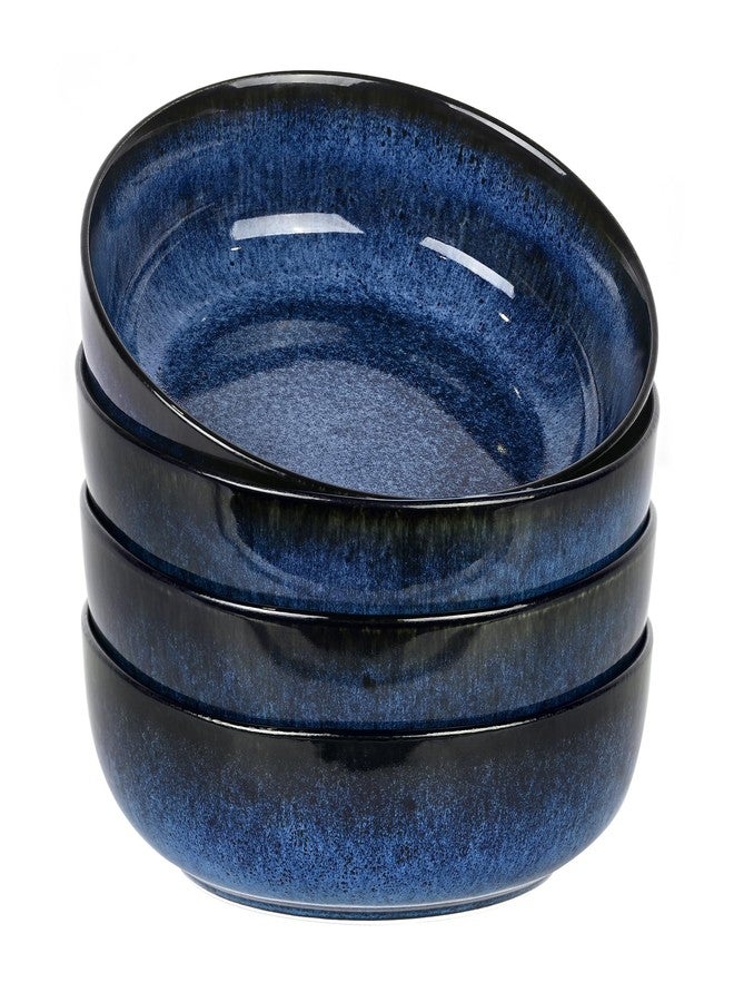 Ollieroo 4 Pieces 7.8 Inch Ceramic Pasta Bowls Set, 37oz Porcelain Reactive Glaze Salad Bowls Set, Large Serving Bowls Set for 4, Wide Bowls for Soup, Cereals, Fruit, Dishwasher Microwave Safe, Blue - Image 1